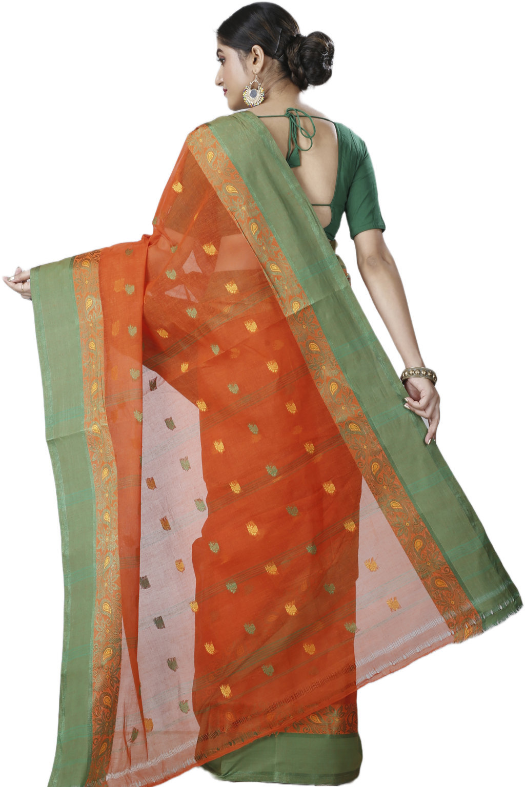 Orange Pure Cotton Srimati Tant Saree (1088)